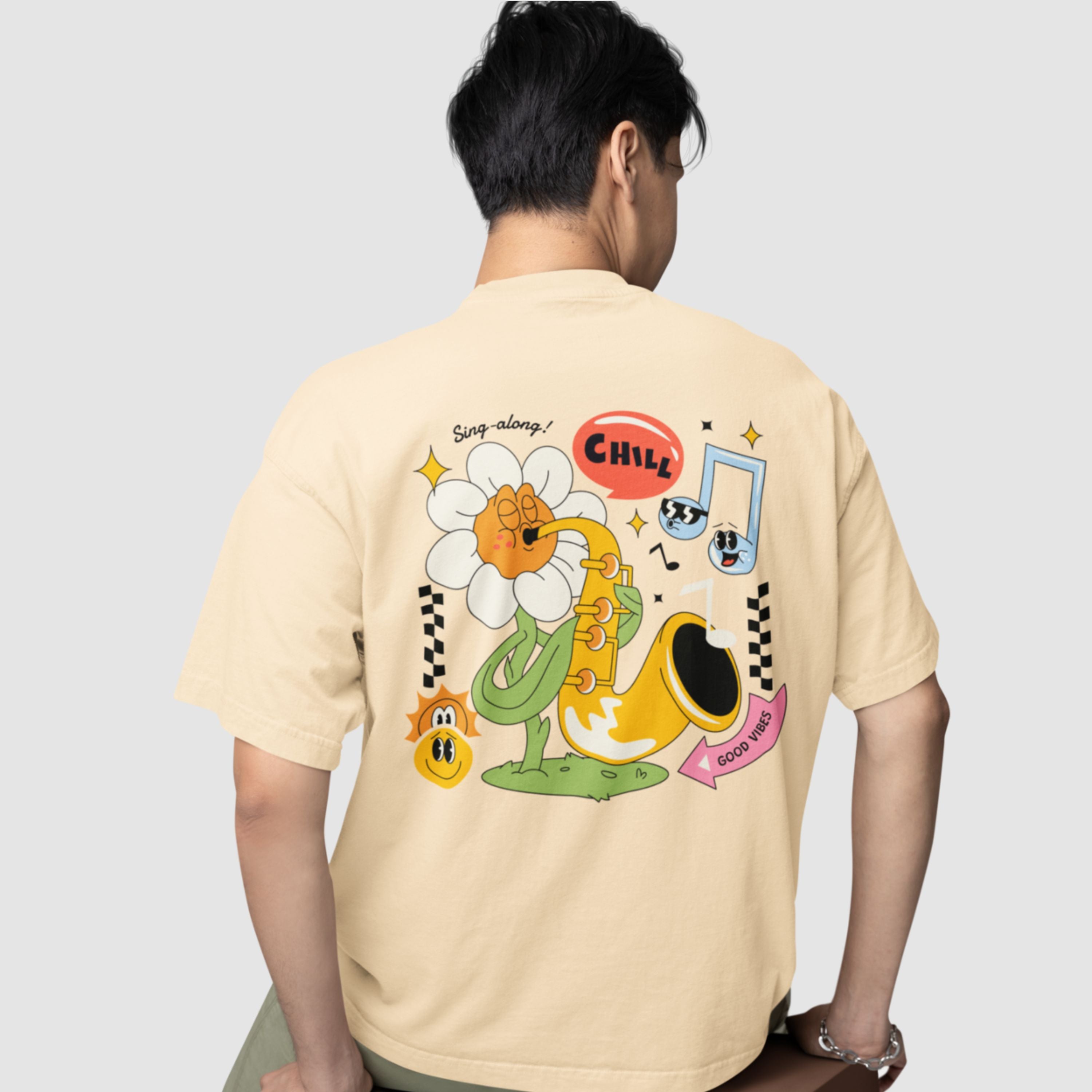 Premium Oversized Black Back Printed Tshirt