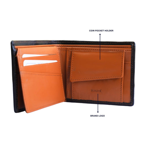 Bukaya Men’s Genuine Leather Bifold Wallet with 9 Card Slots and Coin Pocket